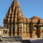 Intricately designed facade of Eklingji Temple showing traditional architectural beauty.