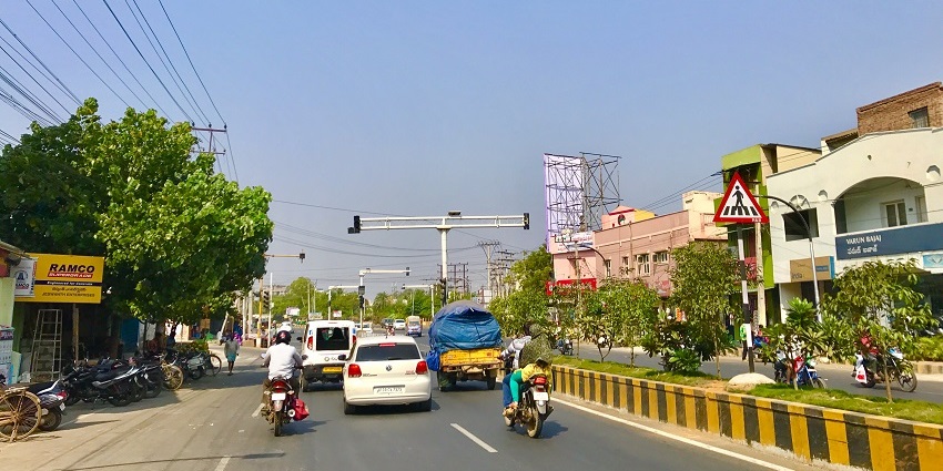 Eluru Road, located herein, has multiple commercial cum residential multi-story complexes.