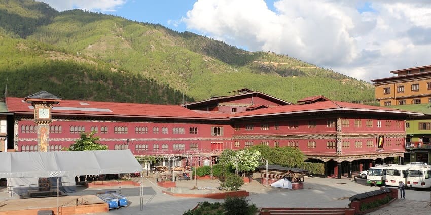 Modern hotel in Thimphu offering traditional Bhutanese hospitality and comfort.