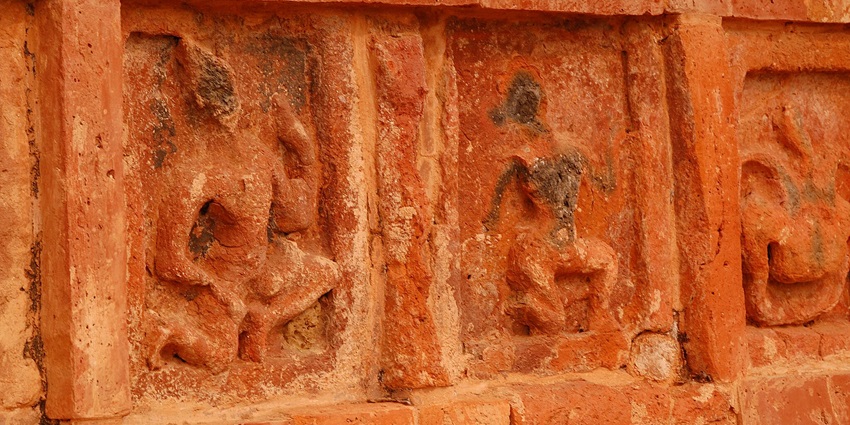 Wall Carvings of various deities in the ruins of Vikramshila University.