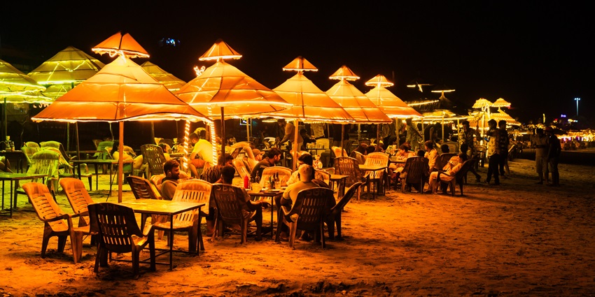 Beautifully Decorated Restaurants with Lights at Night