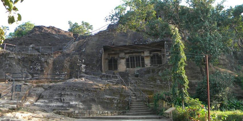 Pandava Caves are very much patterned in the Buddhist cave style.