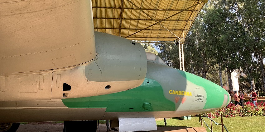 Snap of the Indian Air Force English Electric Canberra Bomber which is resting in the hanger