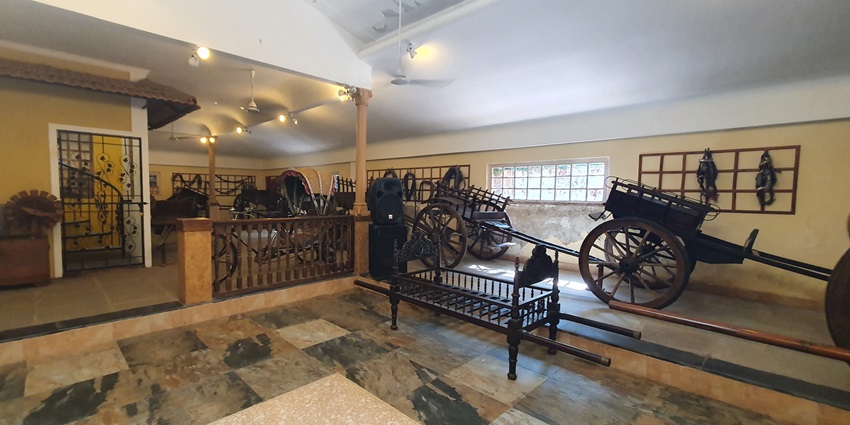 A picture of the interiors of the Goa Chitra Museum with historical canons placed for display