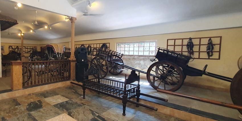 Goa Chitra Museum showcases coconut farming tools, local pottery, ancient carts and milk churning tools.