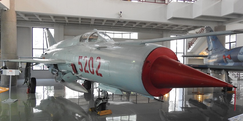 A retired firefighter jet of the Royal airforce in the exhibition of the air force museum