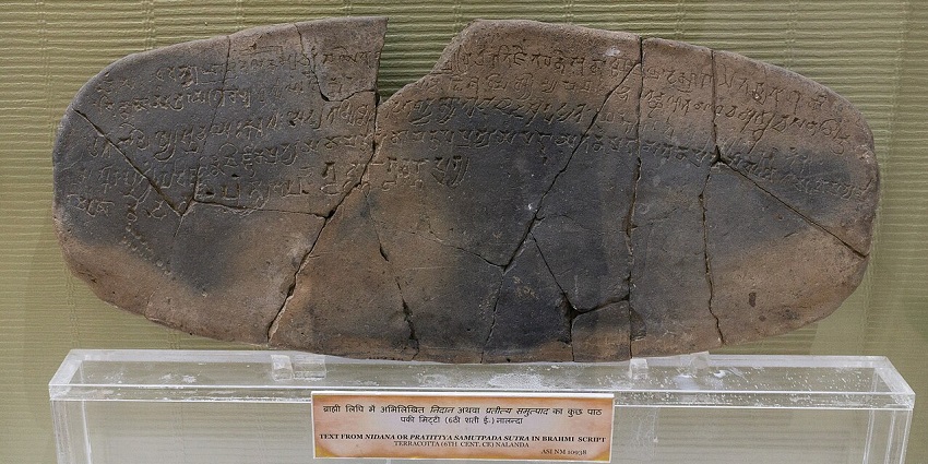 Face of Lord Buddha statue displayed at Archeological Survey of India's museum at Nalanda.