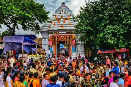 An exterior view of the temple dedicated to Lord Jagannath which is visited in large numbers.