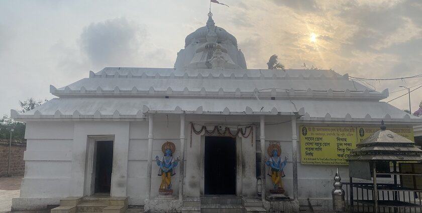 An exterior view of the temple dedicated to Lord Vishnu which is visited in large numbers.