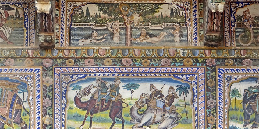 A painted mural at Fatehpur Haveli, Shekawati