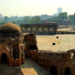 An aerial picture of the ruins of a fort in Delhi that holds immense historical significance