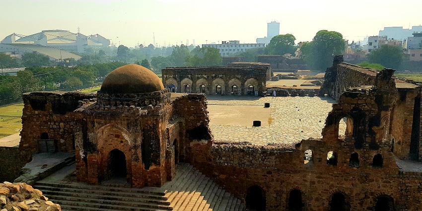 The crumbling ruins of Feroz Shah Kotla Fort, a remnant of the Tughlaq dynasty era in Delhi