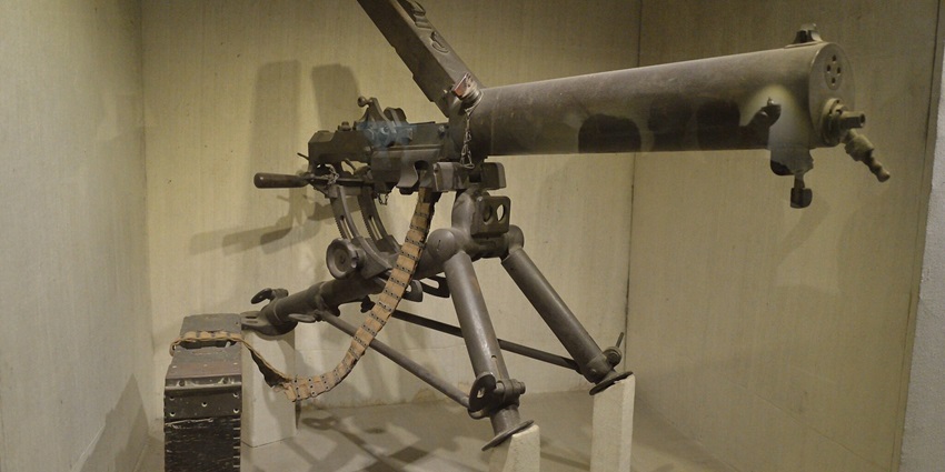 World war 1 era Field Machine Gun placed inside the national war memorial in Delhi