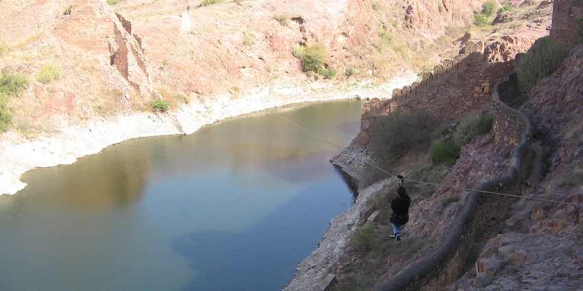 Flying Fox zip-lining at Mehrangarh Fort, offering stunning aerial views of Jodhpur.