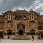 Visitors exploring the front yard of Fort Rajwada sri Ganganagar in Rajasthan