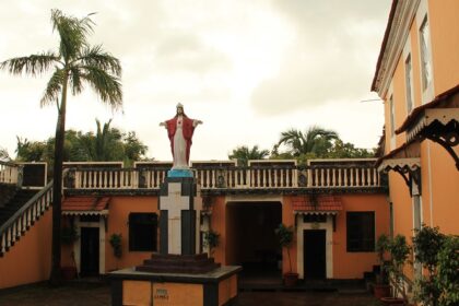 Panoramic view of the Tiracol fort, under the vibrant sunset hues