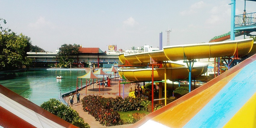 The water park near Baroda features high-speed slides.