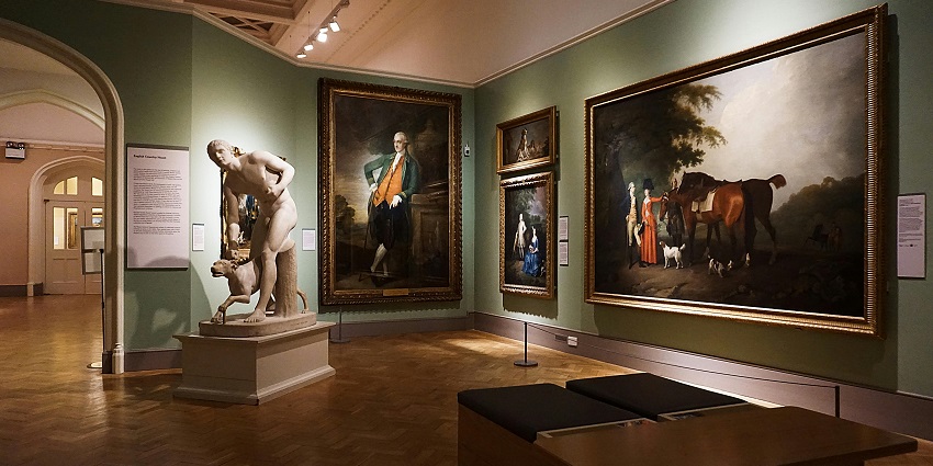 Paintings and sculptures at the GallerySKE, one of the prominent art galleries in Delhi.