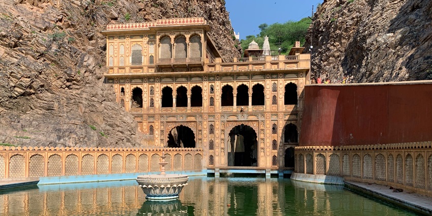 The Galta Ji temple, showcasing its architecture is a famous place to visit near Jaipur.