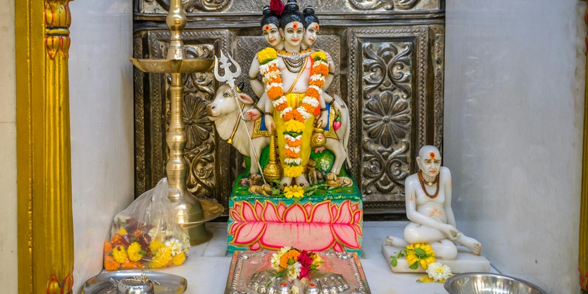 Main sanctum of the holy Garudeshwar Dattatreya Temple.