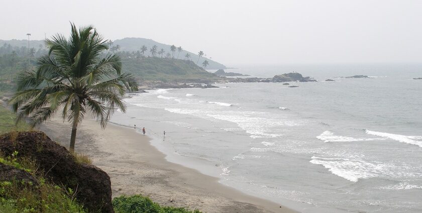 Panoramic image of the Vagator Beach which is the best places to visit near Dabolim airport