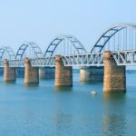 An image of the iconic Godavari bridge which is an engineering marvel in Rajahmundry.