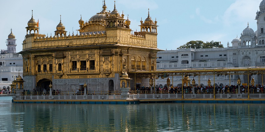 Picturesque view of Golden Temple near water in Punjab - one of the best places to visit in Punjab
