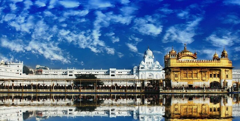 Panoramic view of the Shri Hari Mandir Sahib which is also known as the Golden Temple