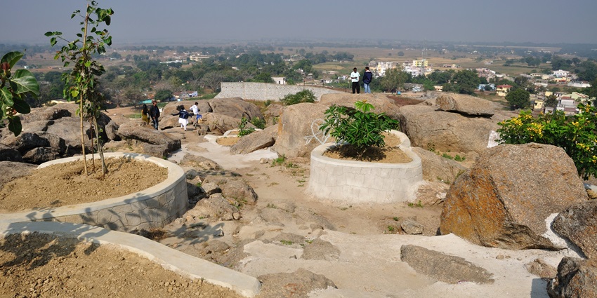 Scenic view of Gonda Hill with artistic rock sculptures and greenery is a major attraction here