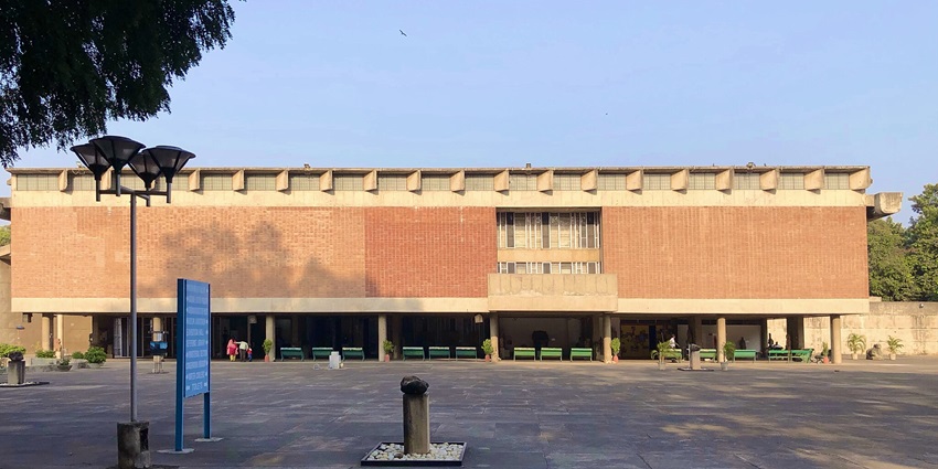 Friends exploring art exhibits at the Government Museum and Art Gallery in Chandigarh.