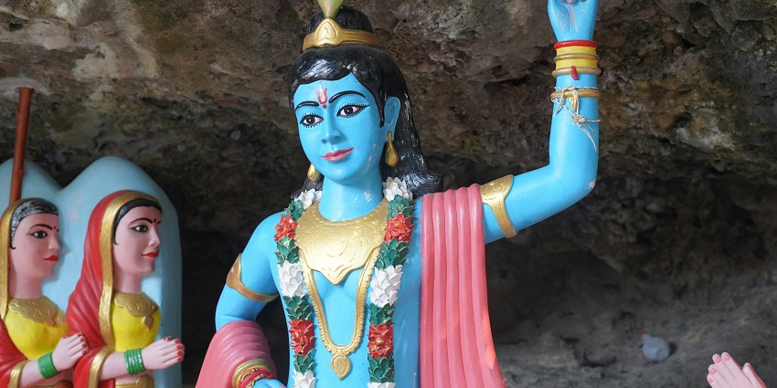 The majestic Lord Krishna statue at Govind Dev Ji Temple, a spiritual abode in Rajasthan.