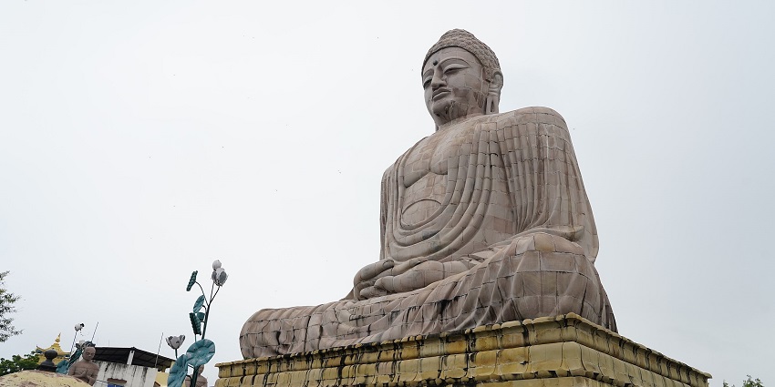 An image of the iconic Great Buddha Statue - a place to visit near Vishnupad Temple.