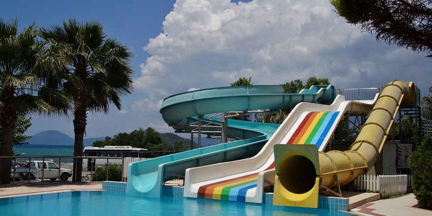 The water park offers diverse water slides.