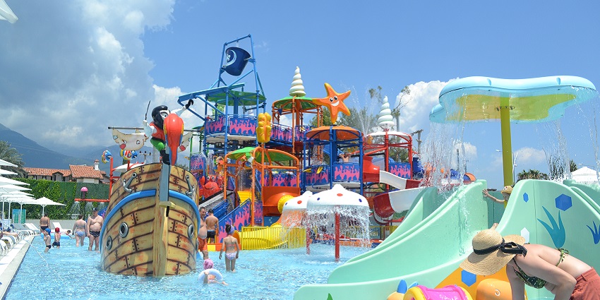 Green Valley Water Park pool and slides, featuring vibrant water attractions near Vadodara.