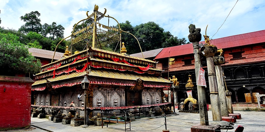 Guhyeshwari Temple, a Hindu shrine located within the Pashupatinath Temple in Kathmandu.