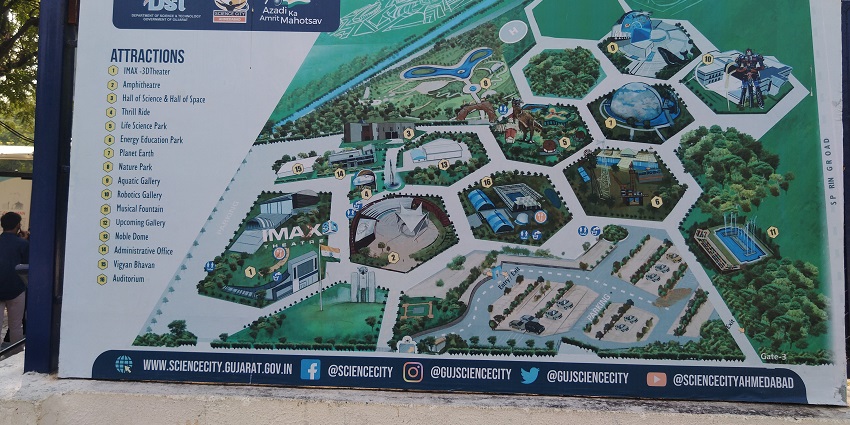 View of a big poster with the map of Gujarat science city