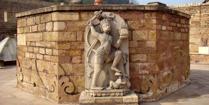 The bajrangbali statue inside the Gujari Mahal Archaeological Museum premises