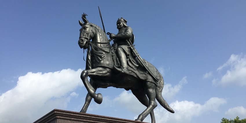 A statue of Maharana Pratap, the legendary Rajput king, situated at Haldighati, Rajasthan.
