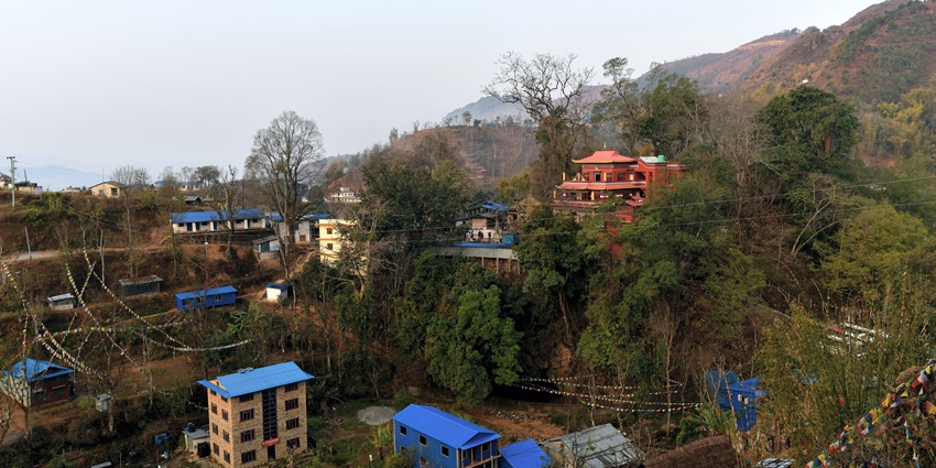A panoramic view of Maratika in Halesi, Nepal, showcasing lush hills and scenic landscapes.