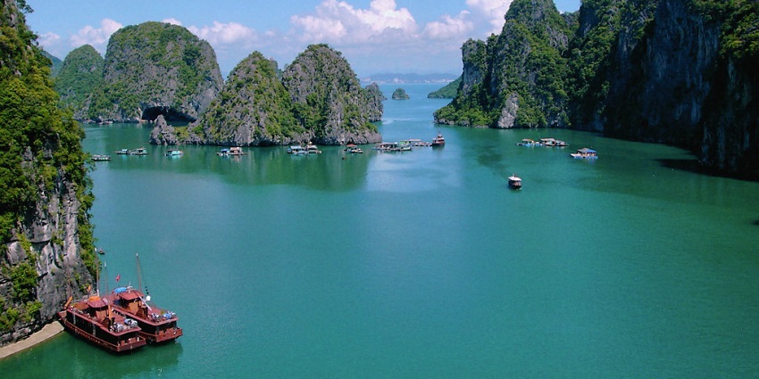 Halong Bay's stunning limestone karsts and emerald waters, a UNESCO World Heritage site