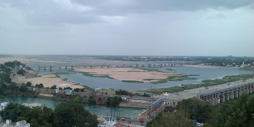 One of the best places to visit near Vijayawada where we can see two waterbodies combine
