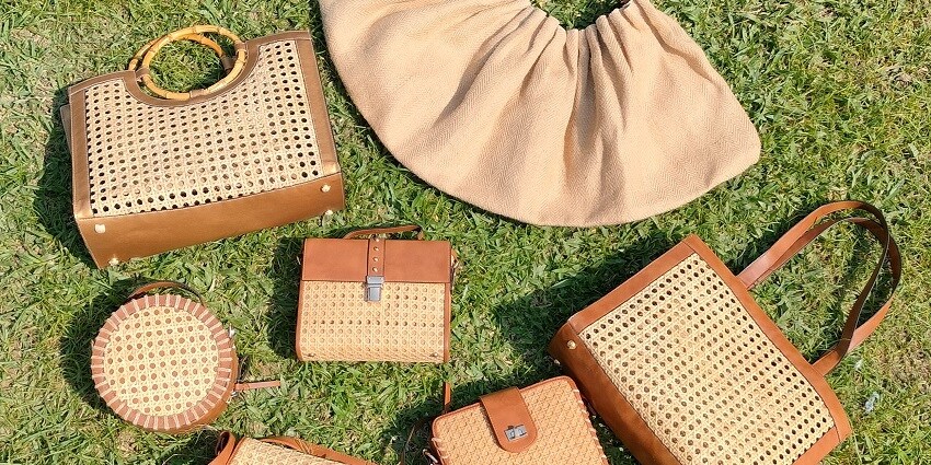 Image of handmade bags displayed in different sizes and designs - Harvest festival of Mizoram