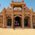 A view of Shri Hanuman Temple in Dabri, an old Hanuman temple in Rajasthan with a traditional design.