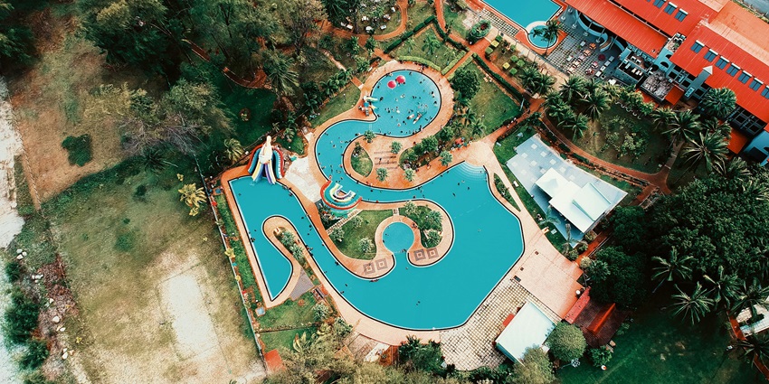 A bird’s eye view of the Hardy’s World Amusement Park, a famous tourist attraction.