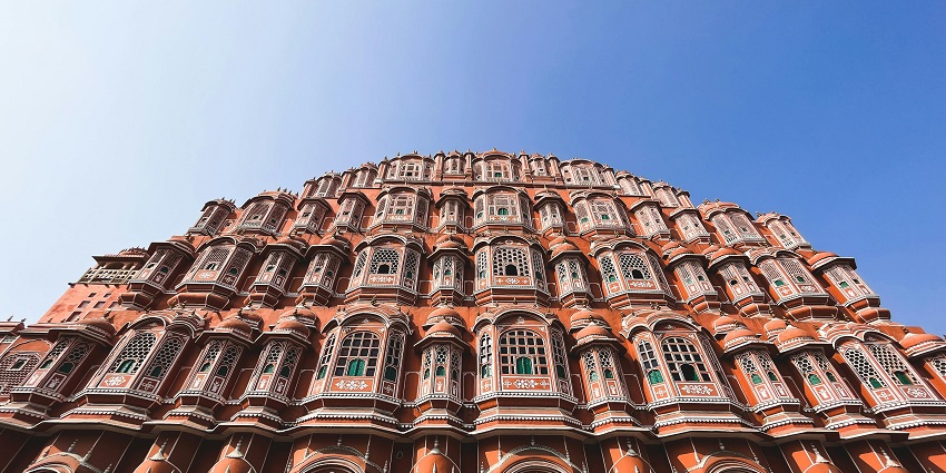 A picture of a historical monument in Rajasthan taken from the front