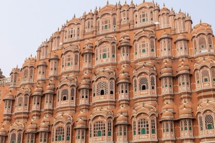 A breathtaking vista of the magnificent Hawa Mahal standing elegantly in Jaipur.