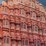 A glimpse of the famous tourist attraction of Jaipur made of red and white sandstone.