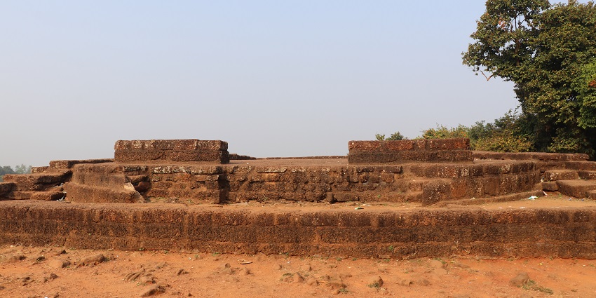 Ruins of ancient architecture near the Hathigumpa caves in the Udayagiri hills in Odisha.