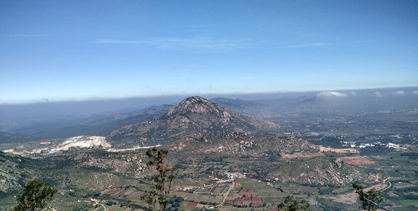 Panoramic view of verdant hill stations near Bangalore, with thick forests, and a serenity.