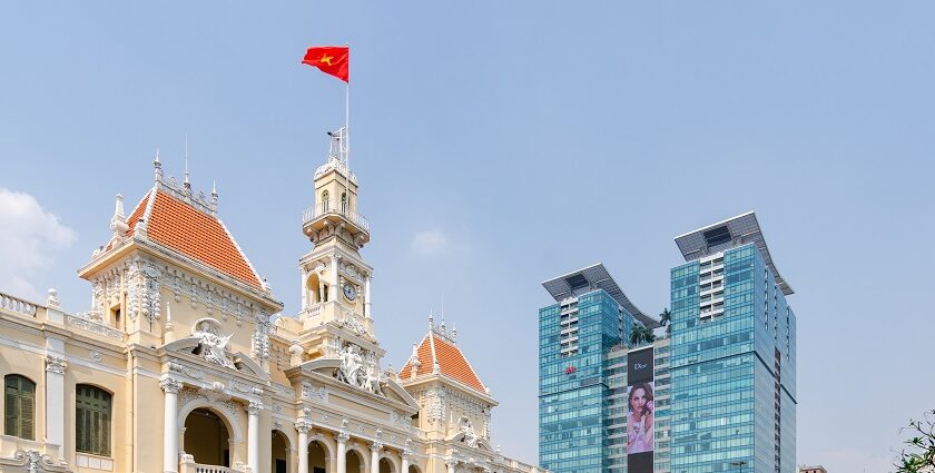 The Town Hall, a historic landmark and one of the top places to visit in Ho Chi Minh City.